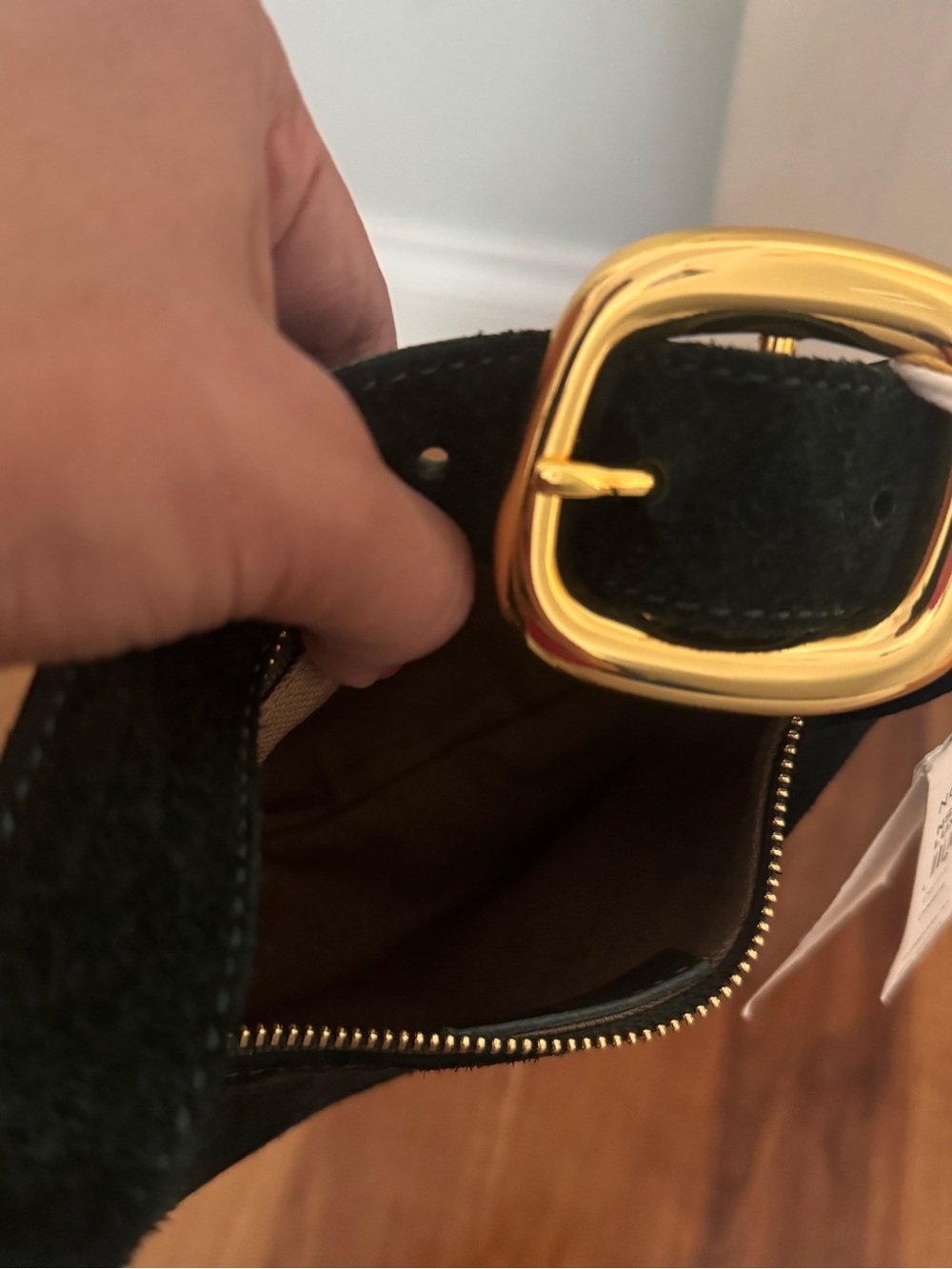Madewell Classic Green Suede Bag - Women's Hobo Purse - Picture 5 of 8